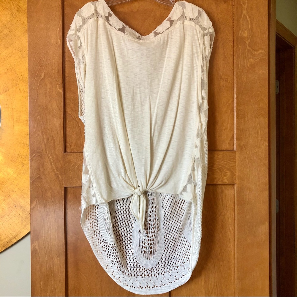 Lucky Brand lace/crochet short sleeved shirt